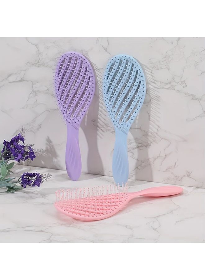Pink Wing Shaped Hollow Detangling Hair Brush Nylon Bristle For Normal Hair Wet Dry Use - Image 2