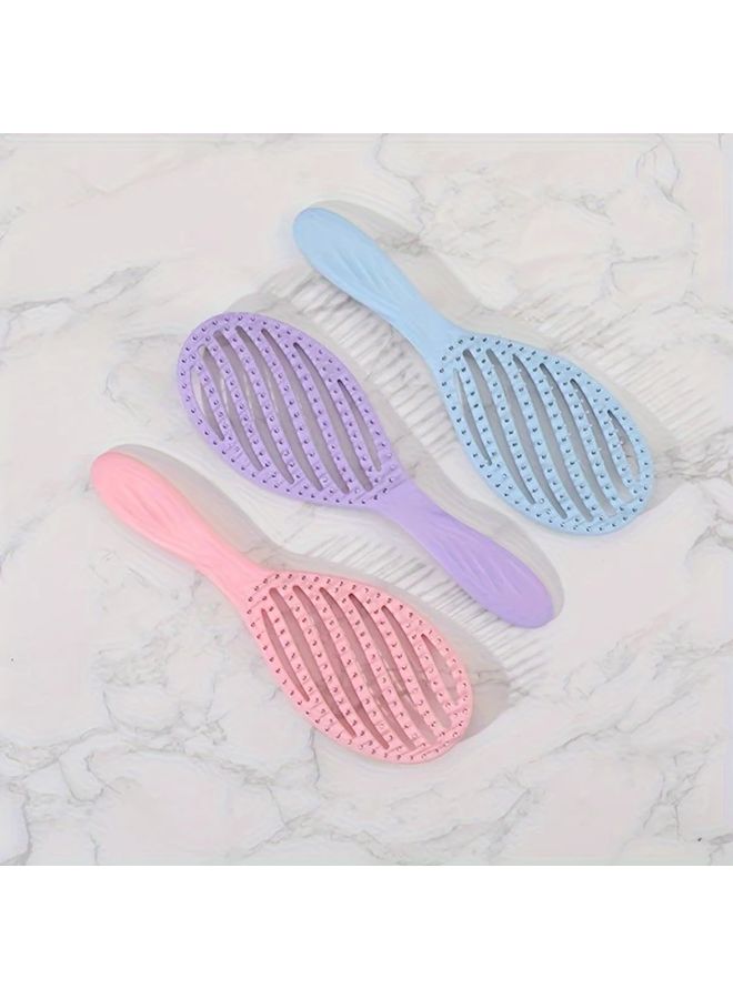 Pink Wing Shaped Hollow Detangling Hair Brush Nylon Bristle For Normal Hair Wet Dry Use - Image 3