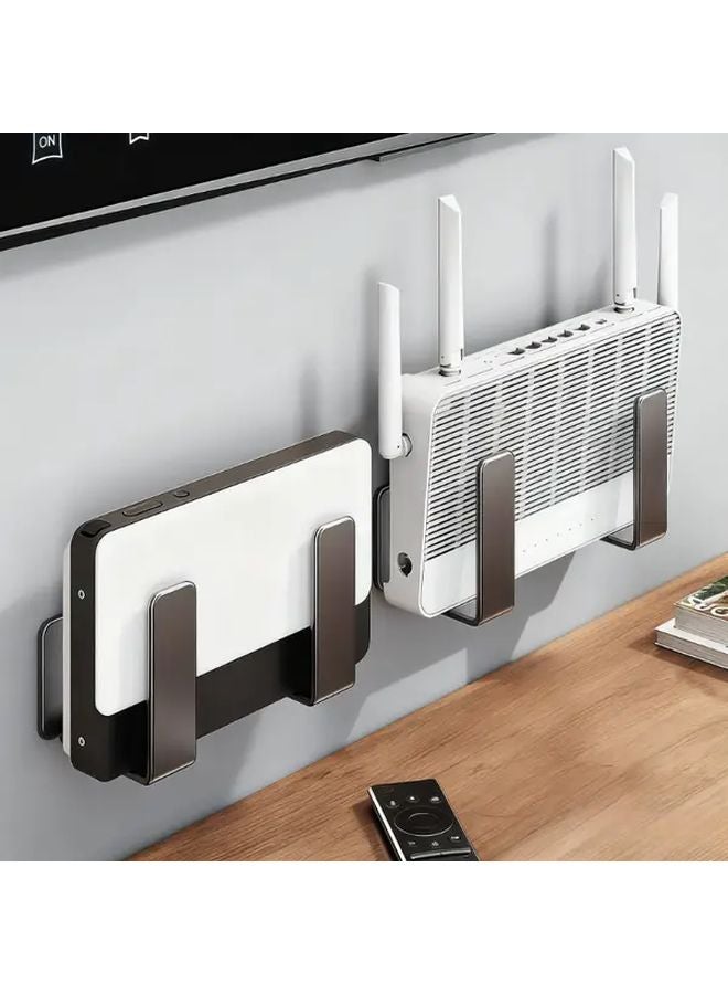 Dark Gray 2pcs Wall Mount Bracket For Router Set Top Box Apple TV Roku Storage Hook - Image 2