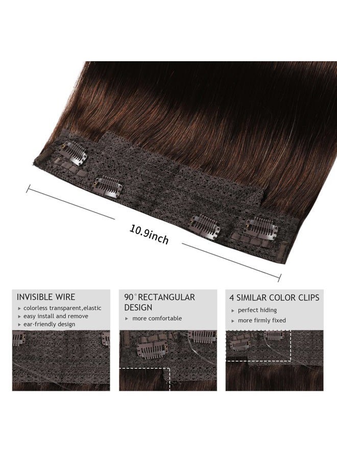 YILITE Wire Hair Extensions Human Hair, 20 Inch 110g #2 Dark Brown Wire Hair Extensions Human Hair, Remy Human Hair Extensions with Invisible Fishing Line (20inch #2) - Image 4