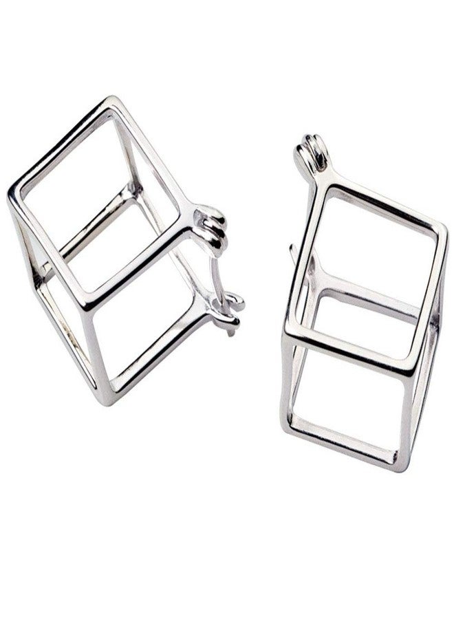 Helen de Lete Geometric 3D Square Cubic 925 Sterling Silver Stud Earrings for Women - Image 1