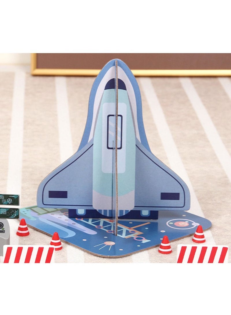 Arabest مجموعة قطار كهربائي بموضوع الفضاء، كتل بناء تعليمية، لعبة سيارة مجمعة - Image 5