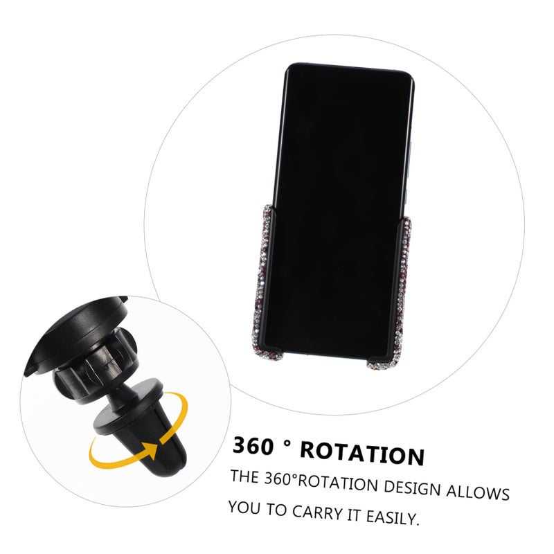 Rhinestone Air Vent Phone Holder Rotating Car Mount Compatible with All Smartphones - Image 4