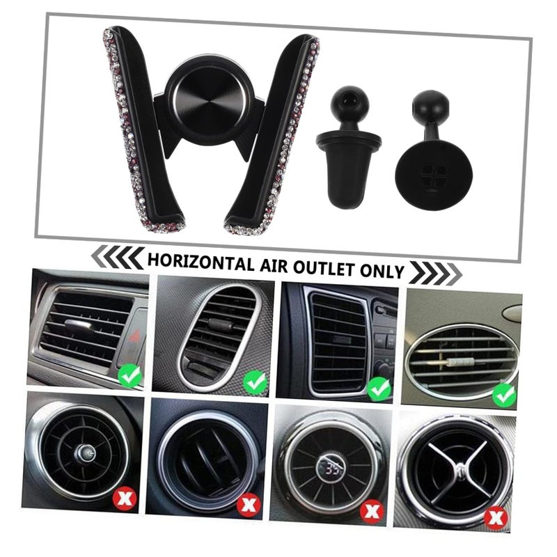 Rhinestone Air Vent Phone Holder Rotating Car Mount Compatible with All Smartphones - Image 5