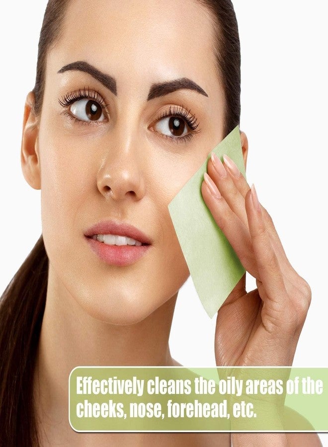 AERROW QUICK أوراق امتصاص الزيت الفاخرة المنقوعة في الشاي الأخضر من أيررو كويك - 100 قطعة من ورق امتصاص الوجه السميك للبشرة الدهنية، التحكم في حب الشباب، والتحكم في اللمعان المناسب للمكياج - عبوة بنسر للنساء والرجال (أخضر) - Image 4
