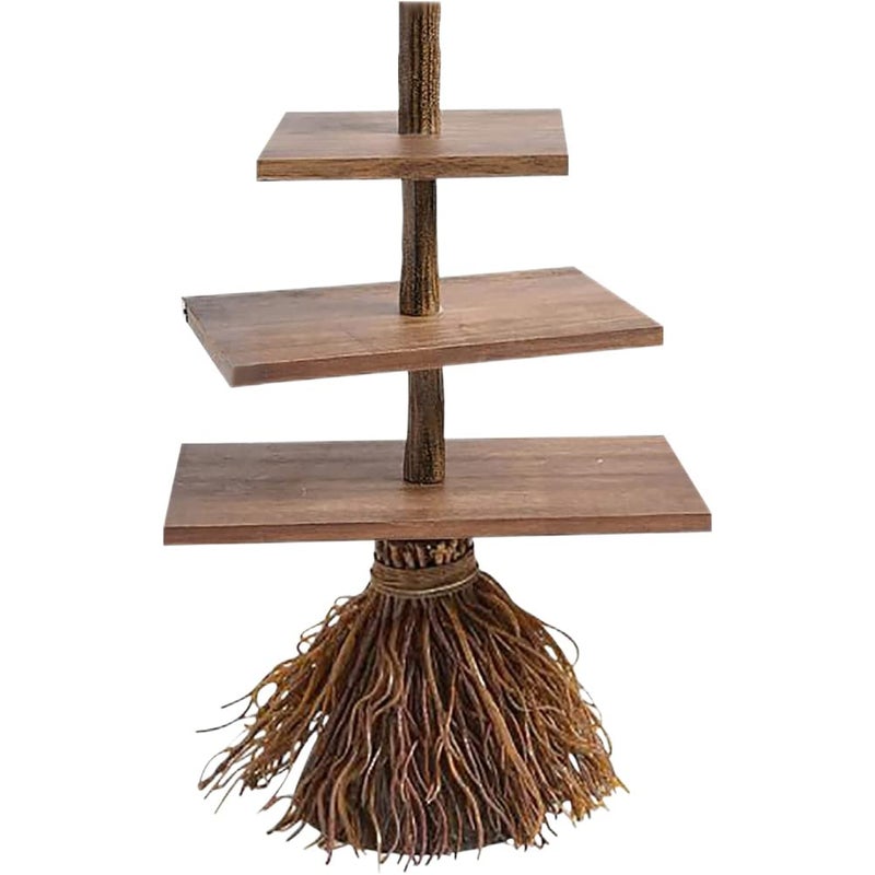 Mrisata Halloween Broom Snack Stand  3 Tier Tray Halloween Snack Tray  Candy Holder  Witch Broom Snack Tray  Party Trays for Serving Snacks  Salad  Dessert  Halloween Party  - Image 2