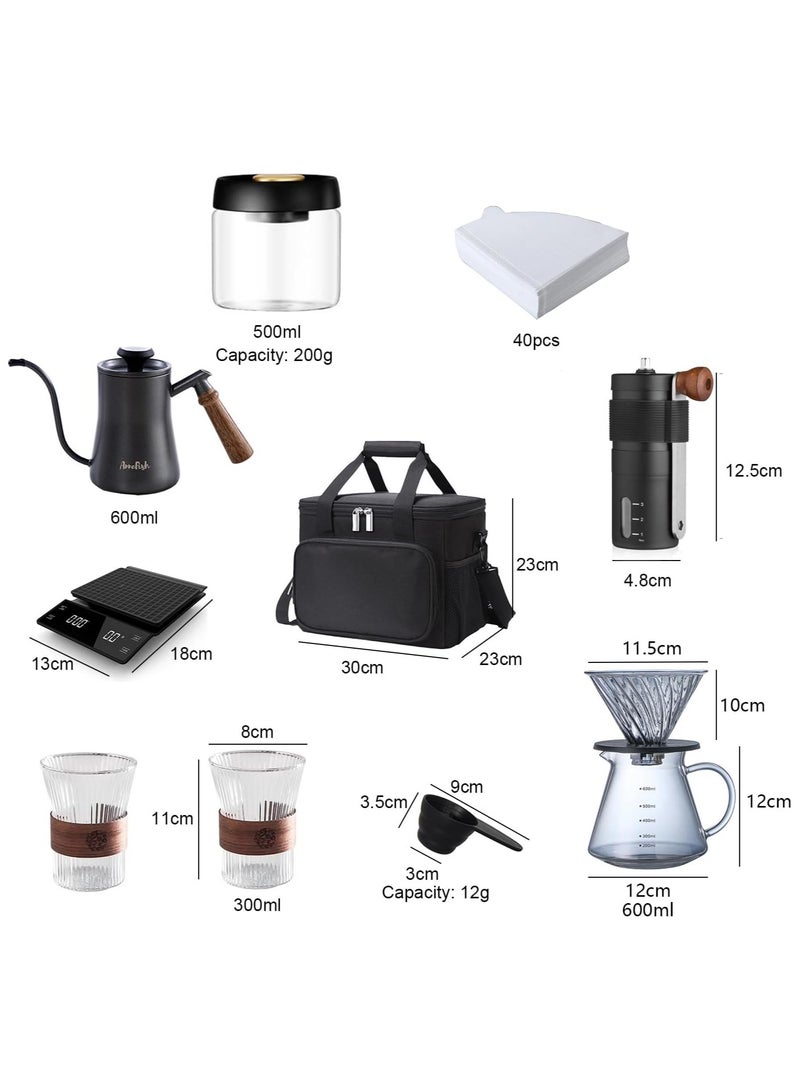 11-Piece Complete Pour Over Coffee Maker Set – Includes V60 Drip Coffee Maker, Coffee Grinder, Digital Scale, Gooseneck Kettle, and Coffee Bags for Home and Travel  - Image 3