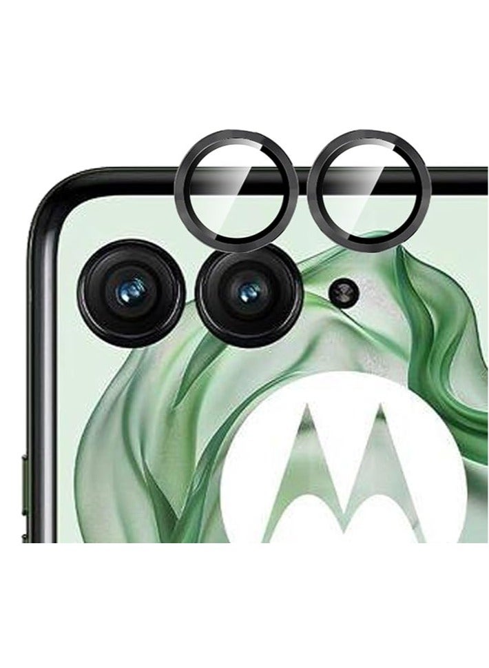 general The camera protector is compatible with the Motorola Razr 50 Ultra, [2 sets] 9H Tempered Glass Screen Protector Individual Ring is made of metal, Tempered Glass Camera Protector Camera Lens Protection - Image 1