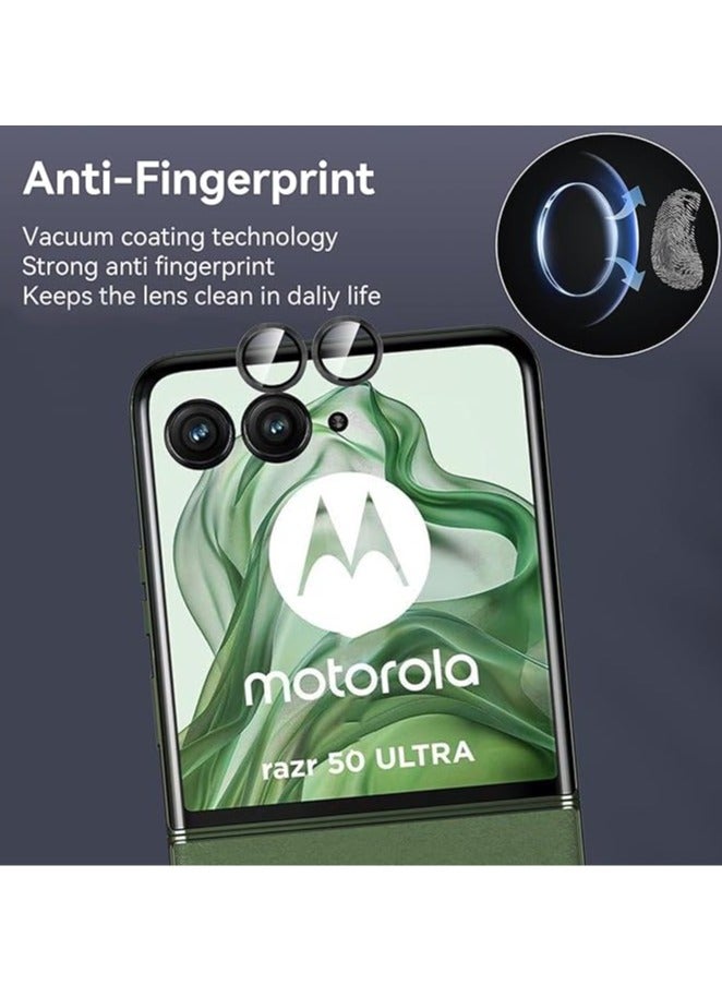 general The camera protector is compatible with the Motorola Razr 50 Ultra, [2 sets] 9H Tempered Glass Screen Protector Individual Ring is made of metal, Tempered Glass Camera Protector Camera Lens Protection - Image 2