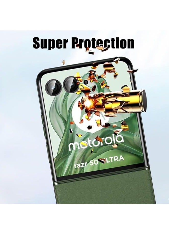 general The camera protector is compatible with the Motorola Razr 50 Ultra, [2 sets] 9H Tempered Glass Screen Protector Individual Ring is made of metal, Tempered Glass Camera Protector Camera Lens Protection - Image 3