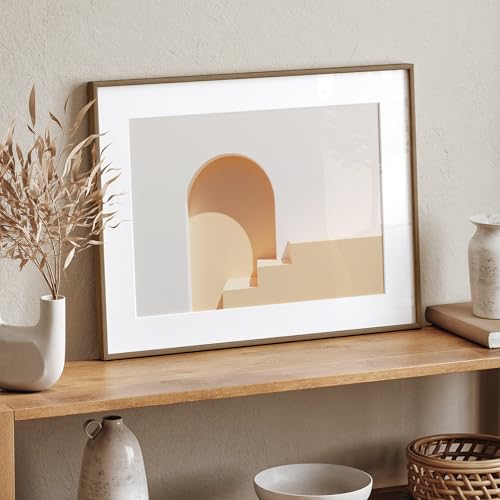 wallwisy 11x14 Picture Frame, Solid Oak 11x14 Photo Frame with Mat to 8x10 (Openning Size is 7.6x9.6), 14x11 Wooden Frames for Wall, (Walnut Set of 1) - Image 2