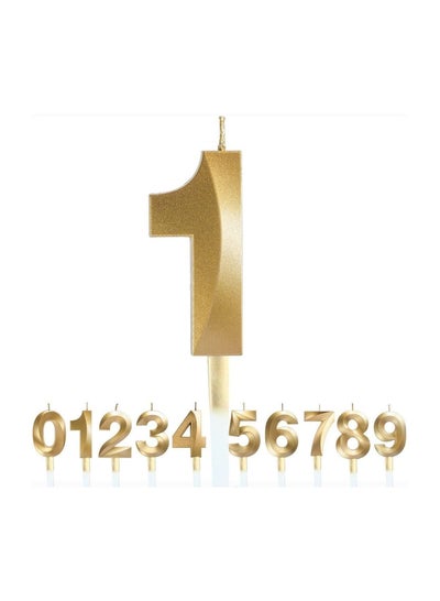 GOLDEDGE 3D Shape Birthday Cake Candles Gold Glitter Birthday Candles Decorative Decoration for Birthday Anniversary Wedding Party Graduation Party (1)