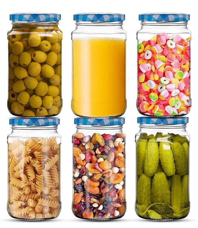 GLASS JARS AND CONTAINER 500 ML PACK OF 6 WITH AIR TIGHT LID STORAGE OF SPICES AND DRY FRUIT MASLA STORAGE JARHONEY JAR HEXA