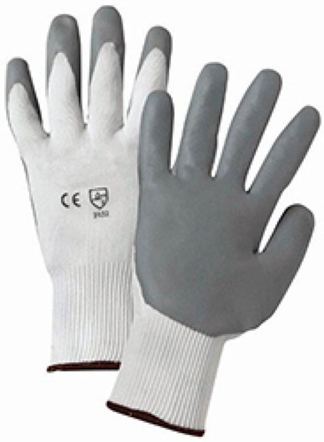 HASANAT ESSENTIALS ERB Safety 22207 Posigrip Nylon Shell Nitrile Coat, Large, 5" X 10" X 4", White 
