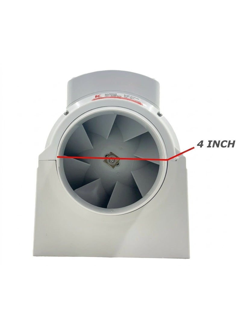ADMORE Circular Inline Exhaust Fan | Low Noise Duct Ventilation Fan for Bathroom, Kitchen & Air Circulation Systems | High Efficiency Air Extractor | Available in 4 Inch - Image 2