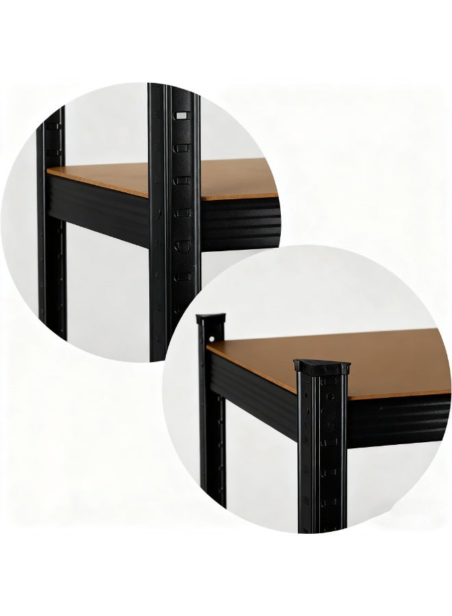 تشولوفز وحدة رفوف تخزين معدنية متينة قابلة للتعديل بأربع طبقات، ورف منظم لأدوات المرآب (أسود، 90 * 30 * 150 سم) - مناسبة لمخزن المطبخ والطابق السفلي والحمام - Image 3