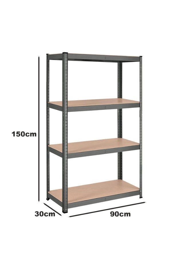 تشولوفز وحدة رفوف تخزين معدنية متينة قابلة للتعديل بأربع طبقات، ورف منظم لأدوات المرآب (أسود، 90 * 30 * 150 سم) - مناسبة لمخزن المطبخ والطابق السفلي والحمام - Image 2