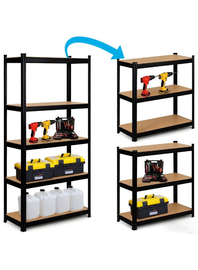 تشولوفز وحدة رفوف تخزين معدنية متينة قابلة للتعديل بأربع طبقات، ورف منظم لأدوات المرآب (أسود، 90 * 30 * 150 سم) - مناسبة لمخزن المطبخ والطابق السفلي والحمام - Image 4