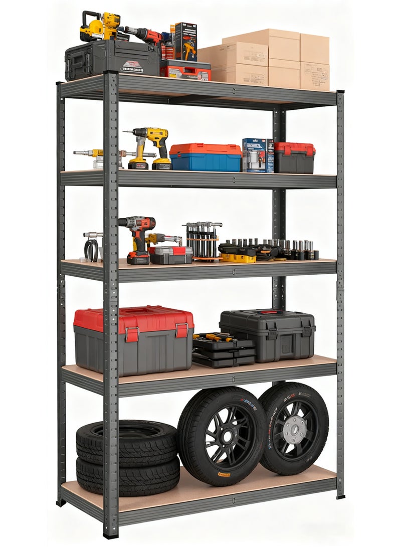 تشولوفز وحدة رفوف تخزين معدنية متينة قابلة للتعديل بأربع طبقات، ورف منظم لأدوات المرآب (أسود، 90 * 30 * 150 سم) - مناسبة لمخزن المطبخ والطابق السفلي والحمام - Image 5