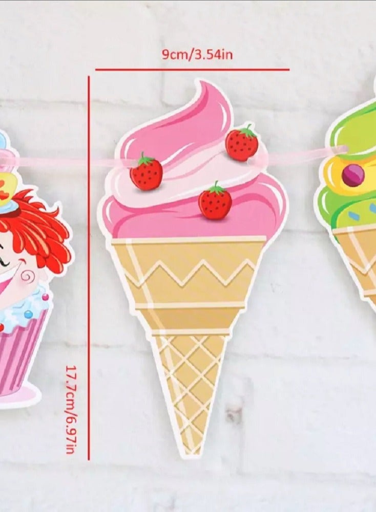 2 Ice Cream Clown Party Bunting Banners - Image 3