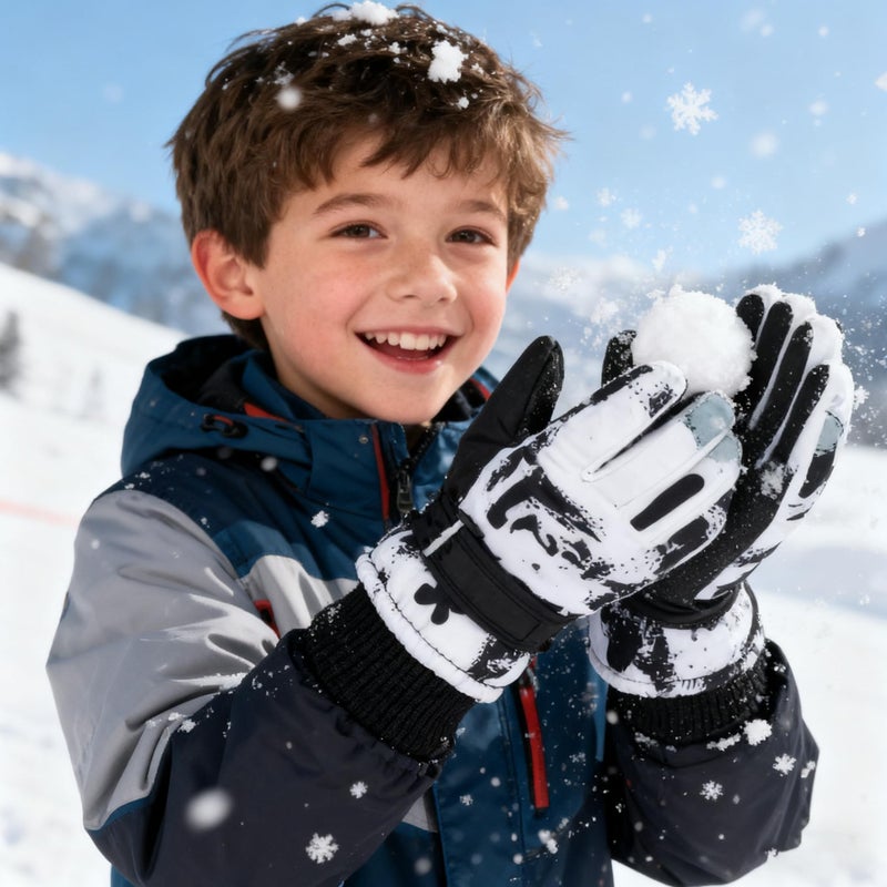 OVOY Kids-Ski-Gloves for Boys & Girls 6-9 Years - Windproof Winter Gloves, Non-Slip Snow & Cycling Mittens for Cold Weather - Image 2