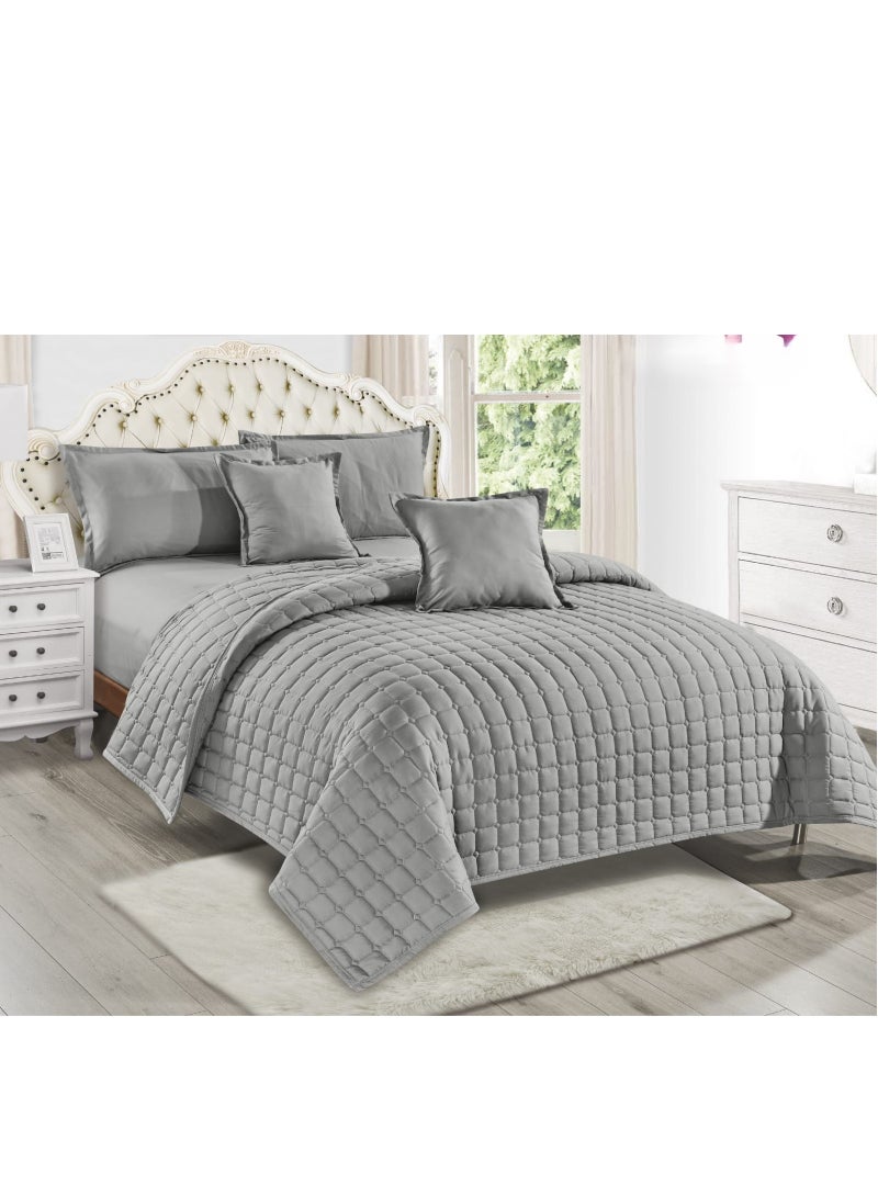 مون مفرش سرير نفر ونص سادة مضغوط صيفي يتكون من 4 قطع ليمنحك صيف منعش مقاس 170*210 سم