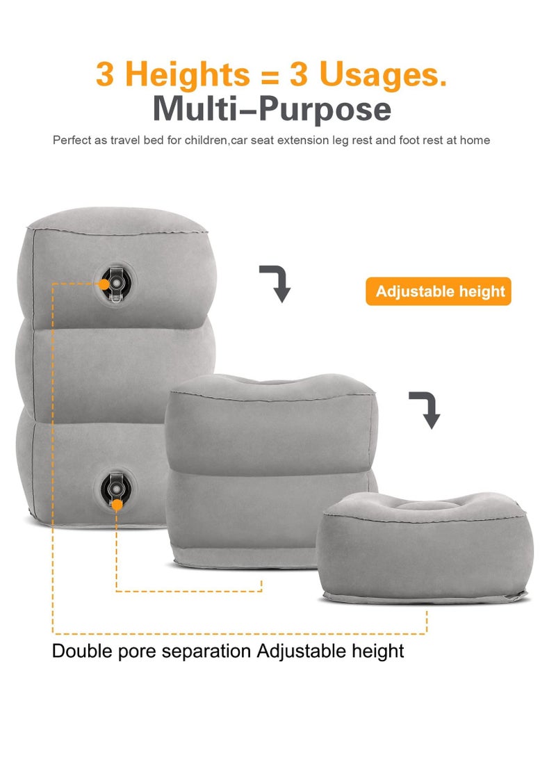 Arabest Inflatable Airplane Travel Pillow Adjustable Height Cushions for Kids to Sleep While Traveling Suitable for Office Home and Any Travel Grey 43x38x23cm  - Image 3