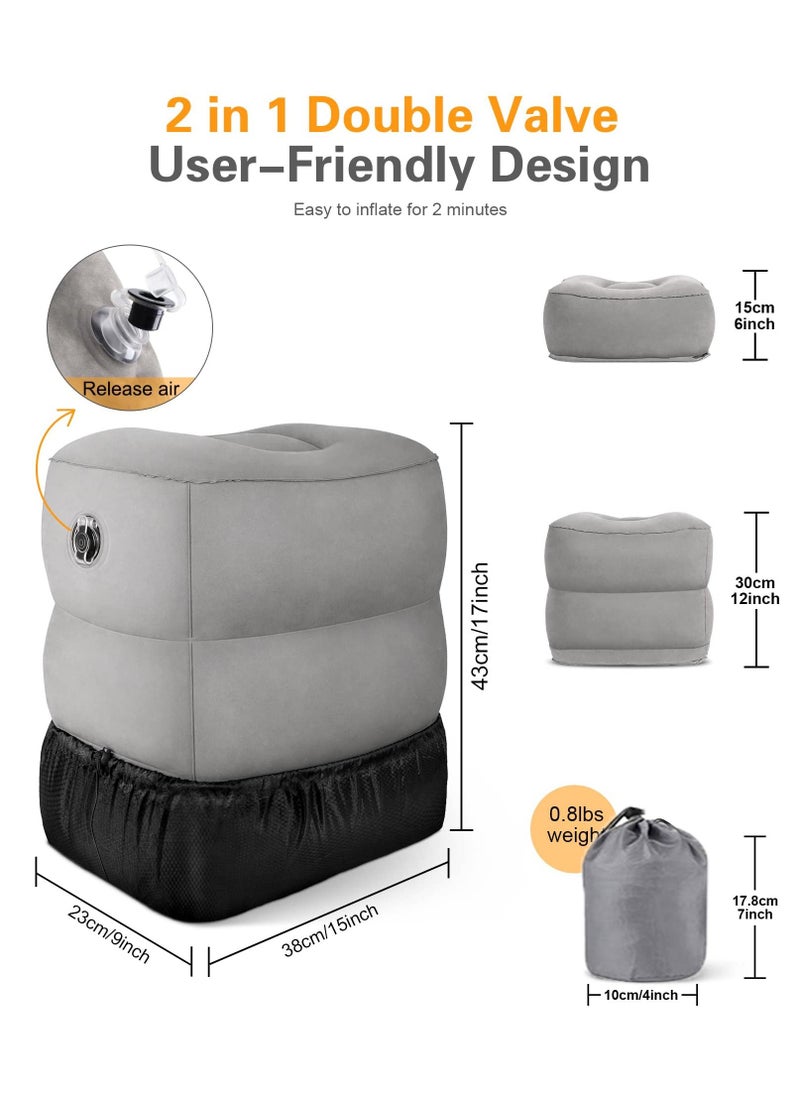 Arabest Inflatable Airplane Travel Pillow Adjustable Height Cushions for Kids to Sleep While Traveling Suitable for Office Home and Any Travel Grey 43x38x23cm  - Image 4