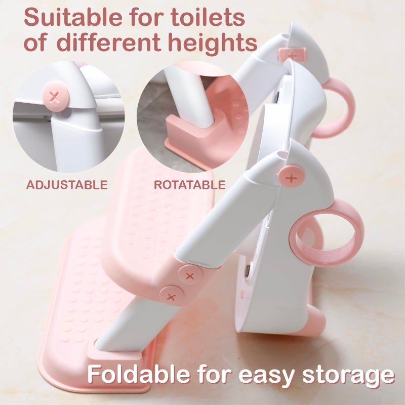 Clock King Potty Training Seat, Cute Tiger Design Elements, Foldable Toilet Seat with Soft Cushion, Suitable for Both Boys and Girls, with Splash Guard Anti-Slip Pad Step Stool(Pink) - Image 4