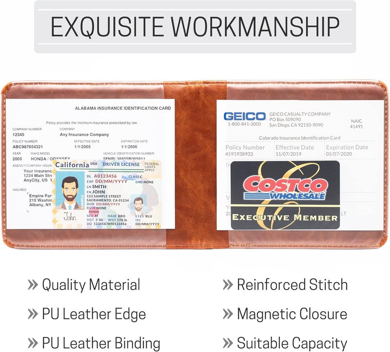 CANOPUS Car Registration and Insurance Holder, Magnetic Closure, Embossed Card Document Holder, Vehicle Glove Box Organizer, Wallet for Auto, SUV, Motorcycle, Truck, Waterproof, Truck Model - Image 4