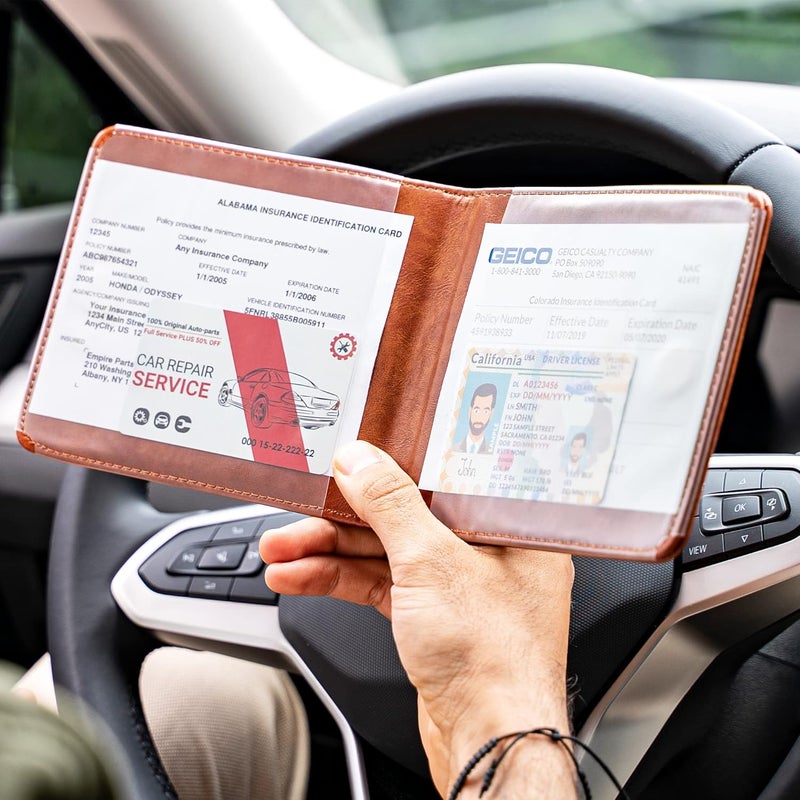 CANOPUS Car Registration and Insurance Holder, Magnetic Closure, Embossed Card Document Holder, Vehicle Glove Box Organizer, Wallet for Auto, SUV, Motorcycle, Truck, Waterproof, Truck Model - Image 5