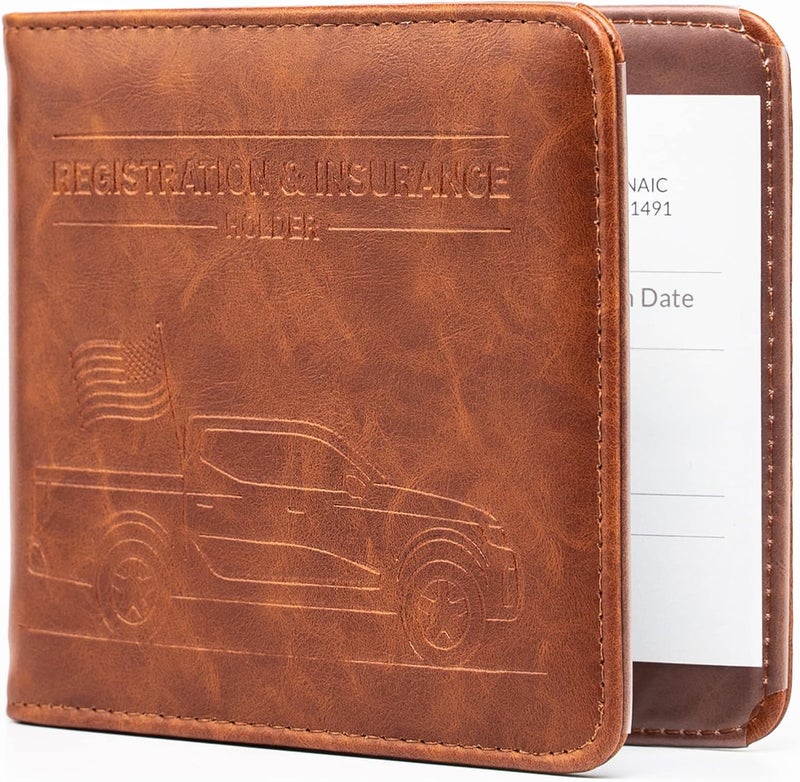 CANOPUS Car Registration and Insurance Holder, Magnetic Closure, Embossed Card Document Holder, Vehicle Glove Box Organizer, Wallet for Auto, SUV, Motorcycle, Truck, Waterproof, Truck Model - Image 1