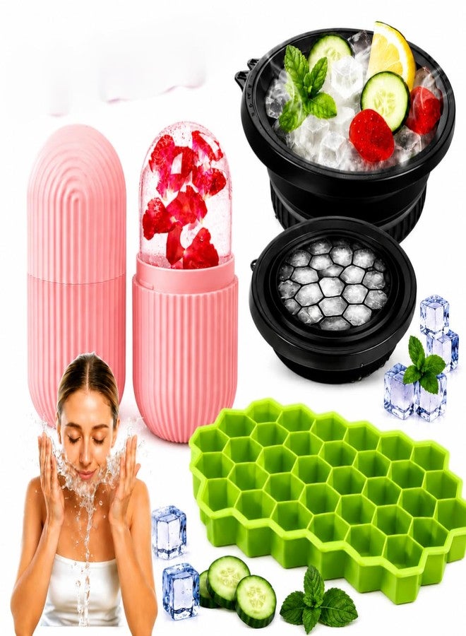 Puno Silicone Face Bowl for Ice with Built-In Icetray Ice Roller, Collapsible Face Tub for Ice Bath, Facial Ice Plunge Bowl, Ice Tray combo - Image 1