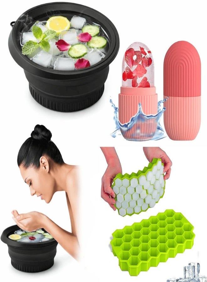Puno Silicone Face Bowl for Ice with Built-In Icetray Ice Roller, Collapsible Face Tub for Ice Bath, Facial Ice Plunge Bowl, Ice Tray combo - Image 4