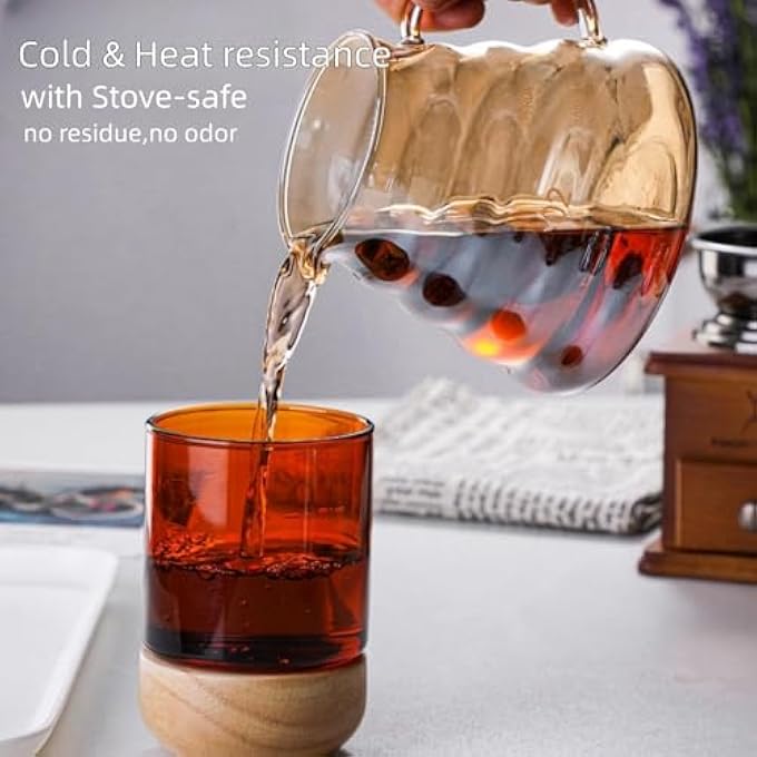KASTWAVE Pour Over Coffee Maker Set 20 Oz 600 Ml Borosilicate Glass Coffee Server With Glass Lid Walnut Handle Pour Over Coffee Dripper For Home Caf Restaurant Gold - Image 5