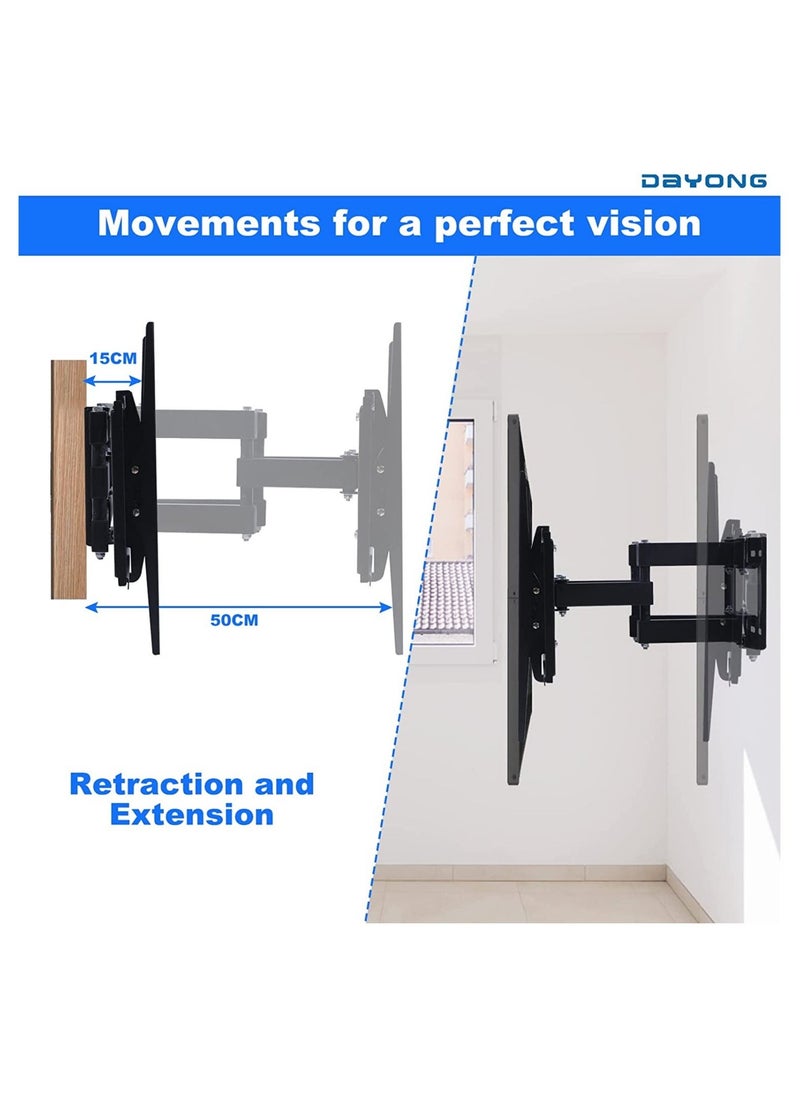 Full Motion TV Wall Mount for Most 32-70 inch TVs,Dual Articulating Arms Swivel and Tilt for LED LCD Flat & Curved TV TV Wall Mount Bracket Holds up to 30kg ​Max VESA 600x400mm - Image 3