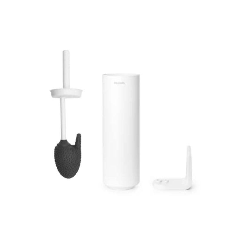 Mindset Toilet Brush and Holder - Hygienic Silicone Brush - Cleans Under the Rim - Protective Steel Handle - Corrosion Resistant - Bathroom Accessory - Fresh White - 42 x 11 x 9.6 cm - Image 3