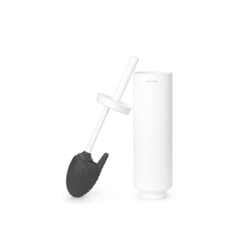 Mindset Toilet Brush and Holder - Hygienic Silicone Brush - Cleans Under the Rim - Protective Steel Handle - Corrosion Resistant - Bathroom Accessory - Fresh White - 42 x 11 x 9.6 cm - Image 2