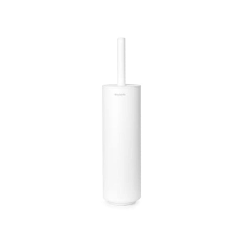 Mindset Toilet Brush and Holder - Hygienic Silicone Brush - Cleans Under the Rim - Protective Steel Handle - Corrosion Resistant - Bathroom Accessory - Fresh White - 42 x 11 x 9.6 cm - Image 1