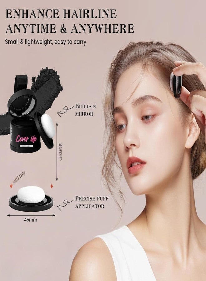 Kamz Beauty Hairline Powder Root Touch Up Hair Powder, Helps Cover Grey Roots & Bald Spots Instantly, Highly Pigmented Hairline Shadow Root Cover Up Hair Toppers for Women & Men (BLACK, 4g) - Image 2