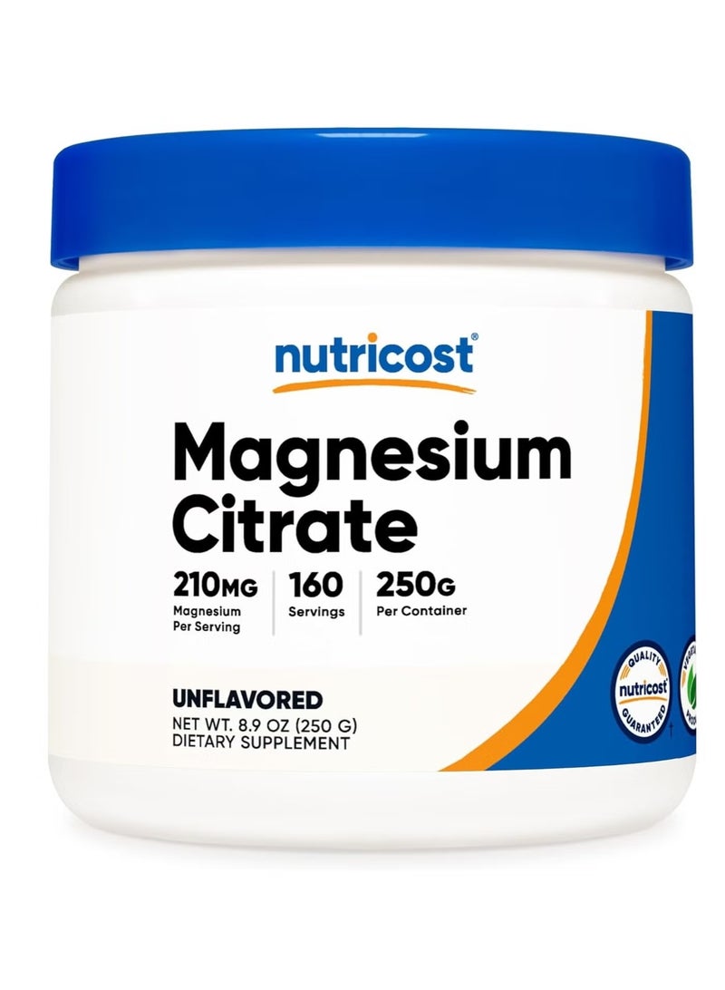 Nutricost Magnesium Citrate Powder 250g – Unflavored Magnesium Supplement for Muscle, Nerve & Bone Support - Image 1