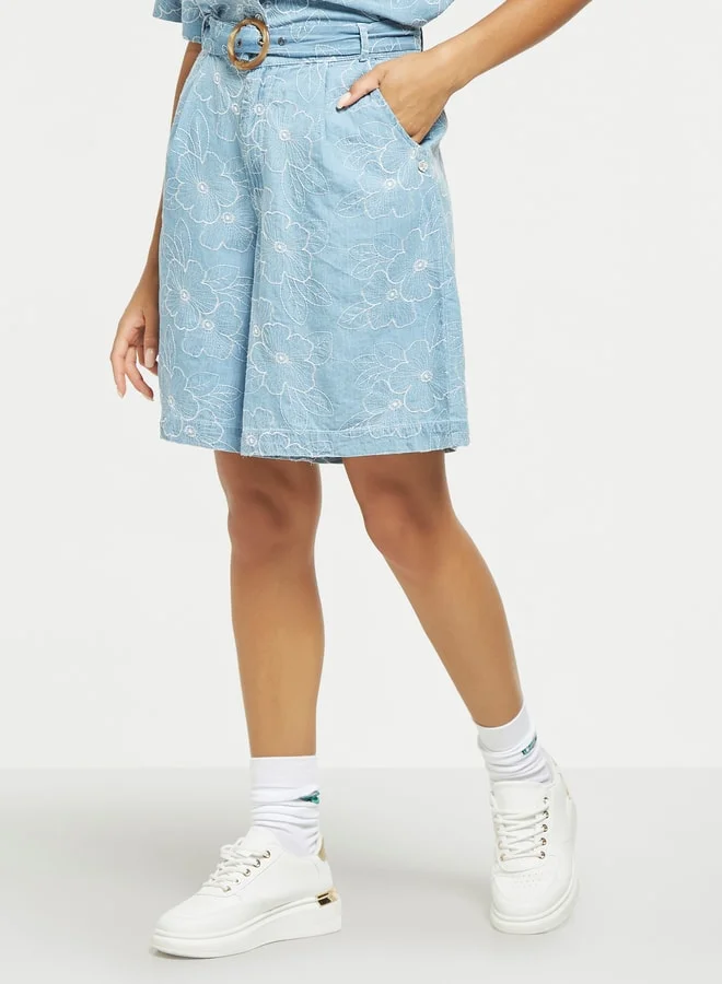 Lee Cooper Lee Cooper Embroidered Dobby Shorts with Pockets