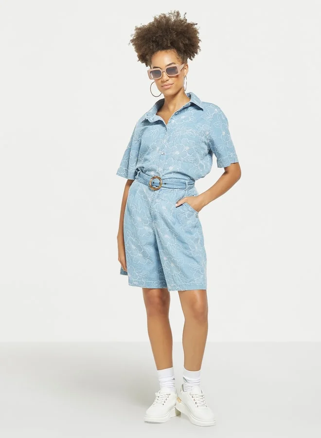 Lee Cooper Lee Cooper Embroidered Dobby Shorts with Pockets
