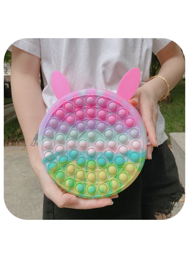 Gopher Pioneer Decompression Toy Full Silicone Material Bubble Press Decompression Toy Animal Cute Shoulder Bag Women's Bag-Color:Pink Rabbit  - Image 2
