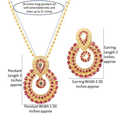 Touchstone Indian Bollywood Elite Mughal Kundan Look Faux Tourmaline Chand Baali Moon Bridal Designer Jewelry Pendant Set For Women In Gold Tone. - Image 5