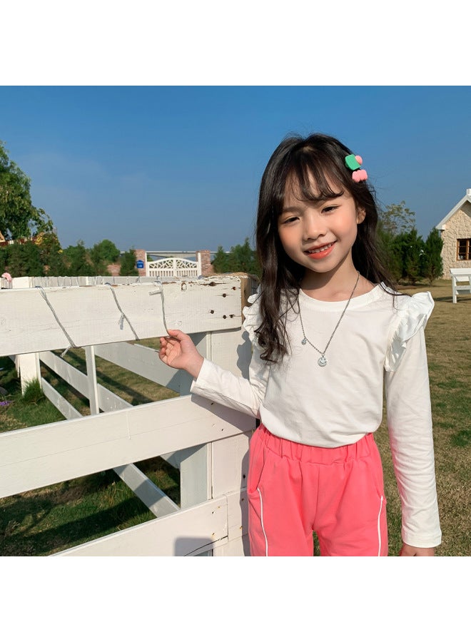 Girls Spring Bottoming Shirt New Korean Style Kidsren's Clothing For Small And Medium-sized Kidsren And Fashionable Small Flying Sleeves Candy-colored Tops