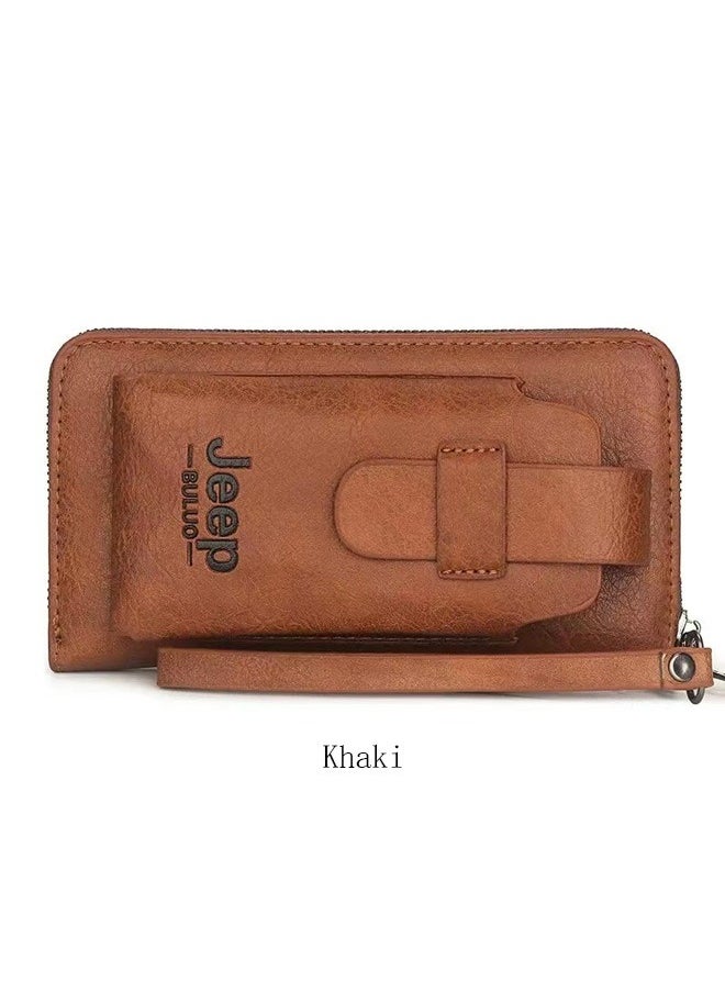 Handbag for men, genuine leather long wallet, high-end hidden wallet, mobile phone bag