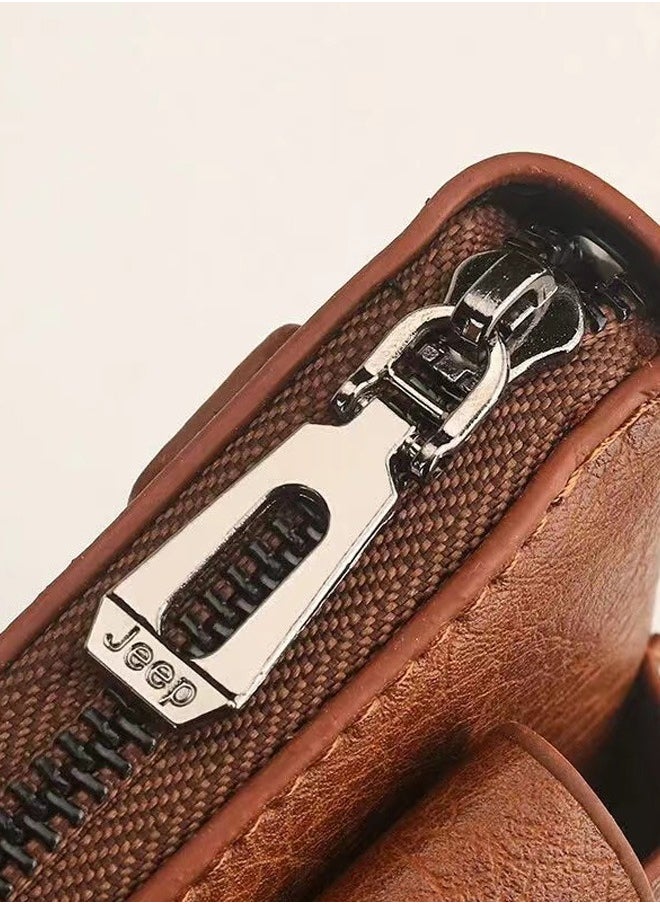 Handbag for men, genuine leather long wallet, high-end hidden wallet, mobile phone bag