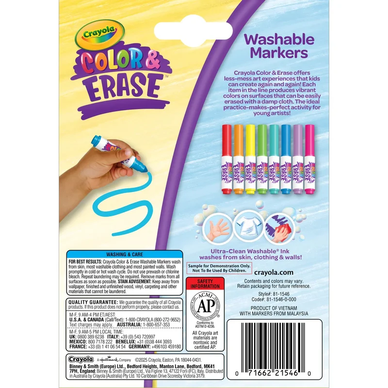 Crayola Crayola Color & Erase Marker Refill Set, 8 Washable Markers – Mess-Free, Reusable Art Markers for Kids Ages 3+, Compatible with Color & Erase Pads