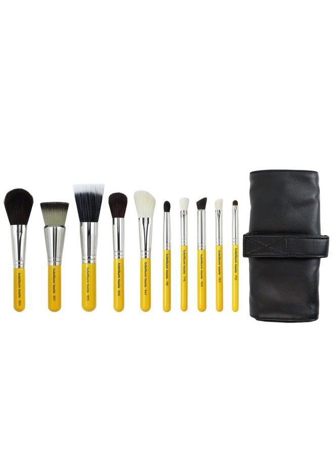 Bdellium Tools - Bdellium Tools Professional Makeup Brush Travel Series - Mineral 10pc. Brush Set with Roll-Up Pouch - Image 1